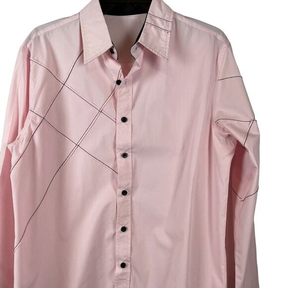Jeansian Men Button-Up Pink Long-Sleeve Shirt Size L - Picture 5 of 6